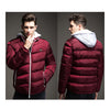 Man Cotton Coat Solid Color Warm Hoodied  wine red   M - Mega Save Wholesale & Retail - 3