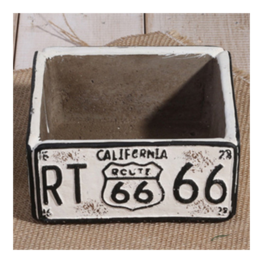 Vintage Square Ashtray Car Plate Ashtray Succulent Pot    white - Mega Save Wholesale & Retail - 1