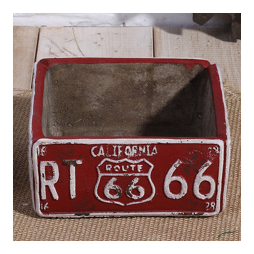Vintage Square Ashtray Car Plate Ashtray Succulent Pot    red - Mega Save Wholesale & Retail - 1