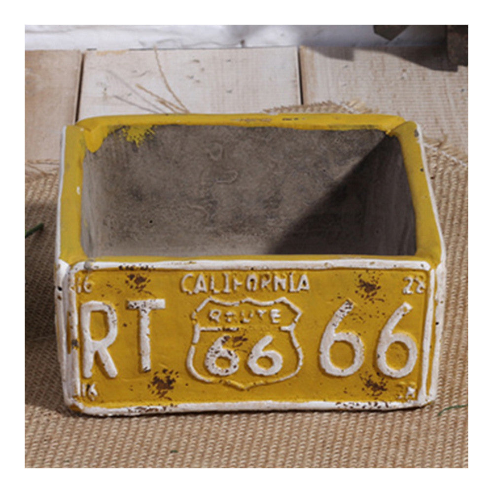 Vintage Square Ashtray Car Plate Ashtray Succulent Pot    yellow - Mega Save Wholesale & Retail - 1