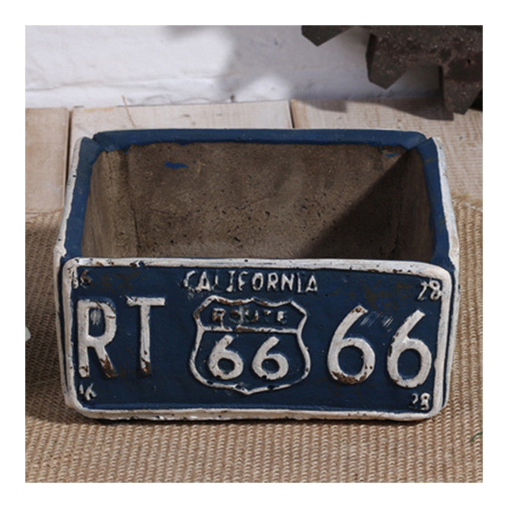 Vintage Square Ashtray Car Plate Ashtray Succulent Pot    blue - Mega Save Wholesale & Retail - 1