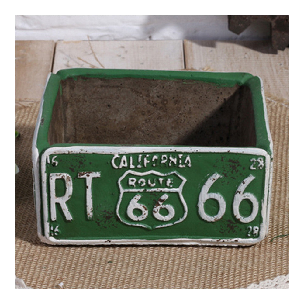 Vintage Square Ashtray Car Plate Ashtray Succulent Pot    green - Mega Save Wholesale & Retail - 1