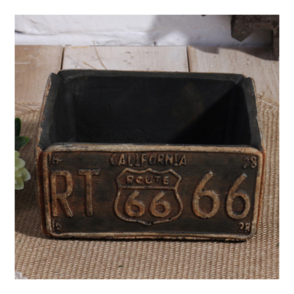 Vintage Square Ashtray Car Plate Ashtray Succulent Pot    rust color - Mega Save Wholesale & Retail - 1