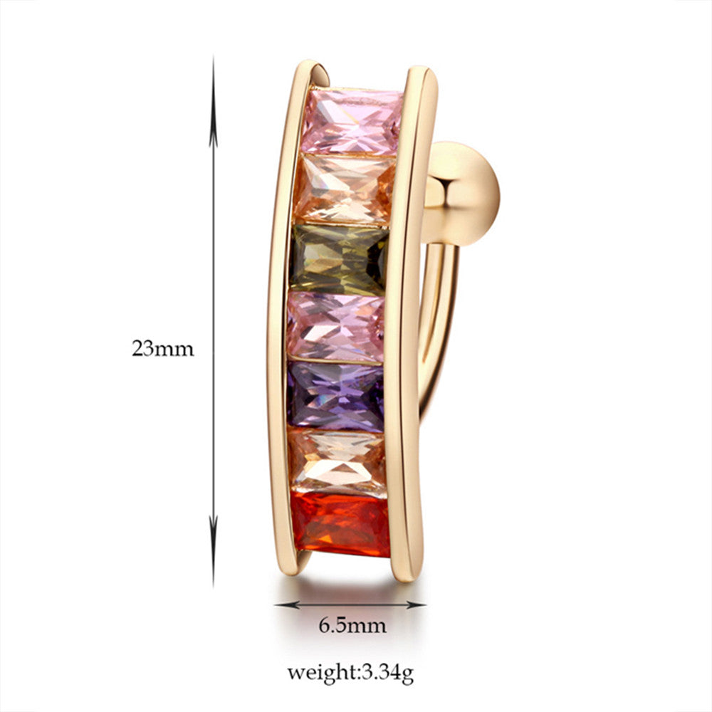 White Colorful Ring Navel Nail Buckle    gold plated white zircon - Mega Save Wholesale & Retail - 5