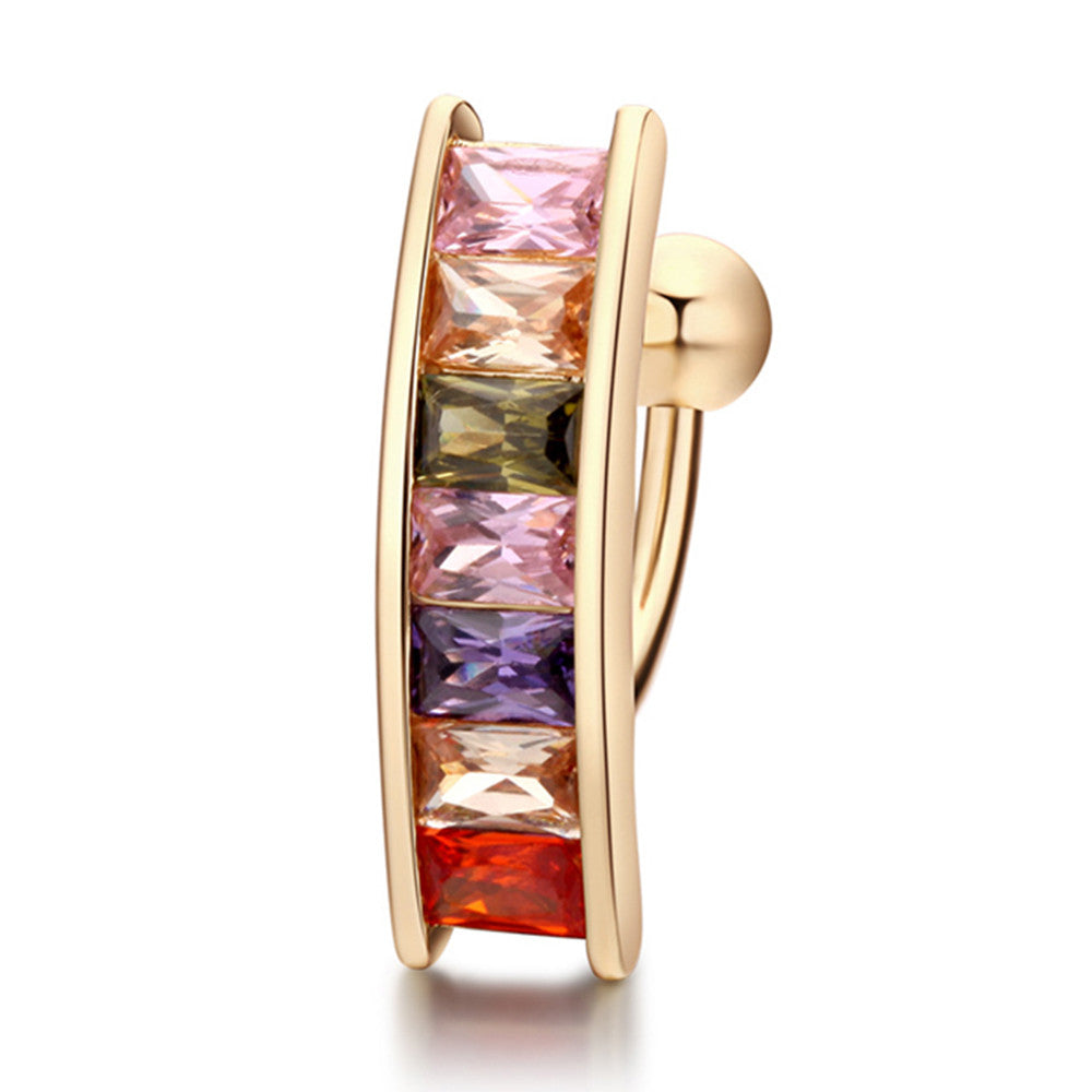 White Colorful Ring Navel Nail Buckle    gold plated colorful zircon - Mega Save Wholesale & Retail - 1