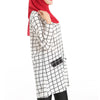 Muslim Long Sleeve Long T-Shirt Paris Beads Fashionable Checks  white - Mega Save Wholesale & Retail - 2