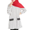 Muslim Long Sleeve Long T-Shirt Paris Beads Fashionable Checks  white - Mega Save Wholesale & Retail - 3