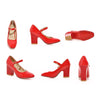 Small Square Last Heel Low-cut Buckle W ork Shoes Plus Size  red - Mega Save Wholesale & Retail - 3