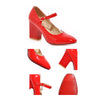 Small Square Last Heel Low-cut Buckle W ork Shoes Plus Size  red - Mega Save Wholesale & Retail - 4