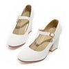 Small Square Last Heel Low-cut Buckle W ork Shoes Plus Size  white - Mega Save Wholesale & Retail - 1