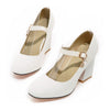 Small Square Last Heel Low-cut Buckle W ork Shoes Plus Size  white  35 - Mega Save Wholesale & Retail