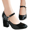 Small Square Last Heel Low-cut Buckle W ork Shoes Plus Size  black - Mega Save Wholesale & Retail - 1