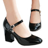 Small Square Last Heel Low-cut Buckle W ork Shoes Plus Size  black  35 - Mega Save Wholesale & Retail