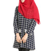 Muslim Long Sleeve Long T-Shirt Paris Beads Fashionable Checks   navy - Mega Save Wholesale & Retail - 2