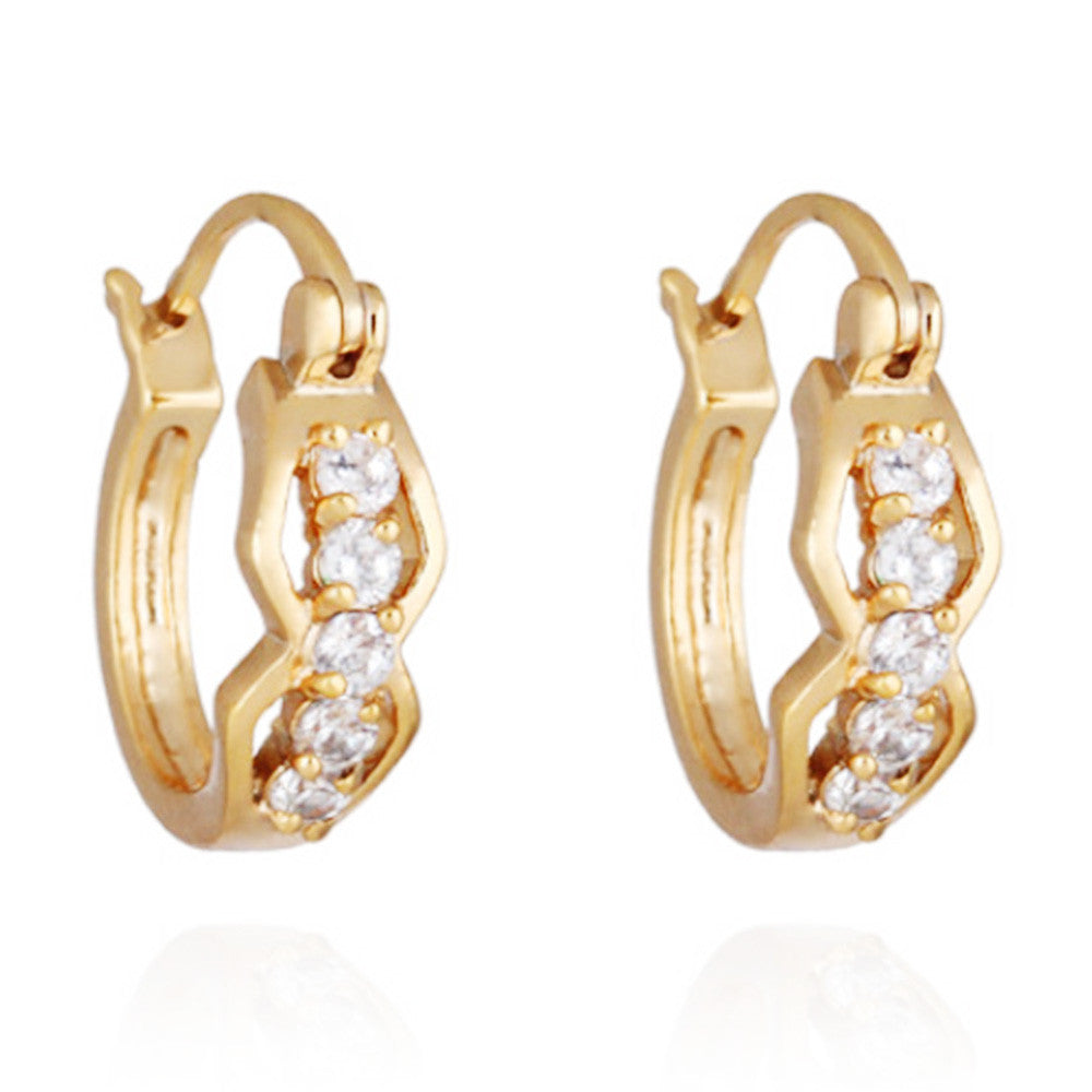 18K Gold Galvanization Zircon Earrings   white - Mega Save Wholesale & Retail - 1