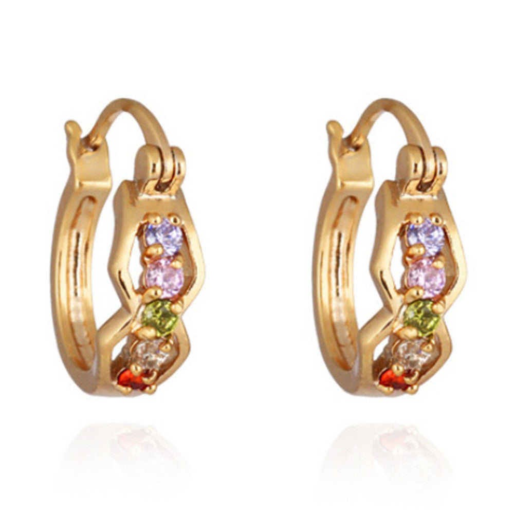 18K Gold Galvanization Zircon Earrings   colorful - Mega Save Wholesale & Retail - 1
