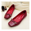 Plus Size Patent Leather Bowknot Low-cut Square Last Flat Thin Shoes  red - Mega Save Wholesale & Retail - 2