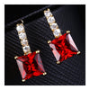 Ear Studs Stylish Square Zircon Ear Accessory   gold plated red zircon - Mega Save Wholesale & Retail - 3