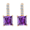 Ear Studs Stylish Square Zircon Ear Accessory    gold plated purple zircon - Mega Save Wholesale & Retail - 1