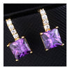 Ear Studs Stylish Square Zircon Ear Accessory    gold plated purple zircon - Mega Save Wholesale & Retail - 2