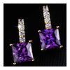 Ear Studs Stylish Square Zircon Ear Accessory    gold plated purple zircon - Mega Save Wholesale & Retail - 3