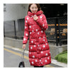 Down Coat Long Thick Printing Woman Cotton Coat   red   L - Mega Save Wholesale & Retail - 1