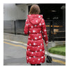 Down Coat Long Thick Printing Woman Cotton Coat   red   L - Mega Save Wholesale & Retail - 3