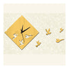 Flying Bird Mirror 3D Decoration Wall Clock Acrylic Sticking   golden - Mega Save Wholesale & Retail