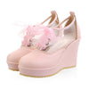 Preppy Style Candy Color Lace-up High Platform Thick Sole Thin Shoes Plus Size  pink