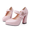 Platform High Thick Heel Bowknot Pointed Thin Shoes  pink - Mega Save Wholesale & Retail