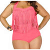 High Waist Fat Tassel Bikini Women Swimwear Swimsuit Europe and America  pink - Mega Save Wholesale & Retail - 1
