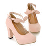 Sweet High Thick Heel Round Last Women Thin Shoes Buckle   pink - Mega Save Wholesale & Retail - 1