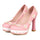 Thick High Heel Platform Flower Splicing Low-cut Round Thin Shoes   pink - Mega Save Wholesale & Retail - 1
