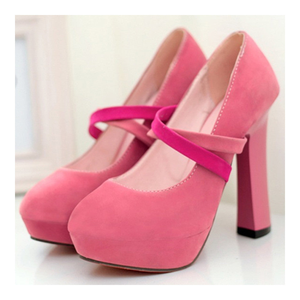 High Thick Heel Shoes Slim Night Club Platform Fluff Women Thin Shoes  pink - Mega Save Wholesale & Retail - 2