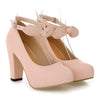 Sweet High Thick Heel Round Last Women Thin Shoes Buckle   pink - Mega Save Wholesale & Retail - 2