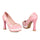 Thick High Heel Platform Flower Splicing Low-cut Round Thin Shoes   pink - Mega Save Wholesale & Retail - 2