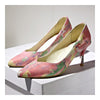 Pattern High Heel Pointed Thin Heel Shoes Rhinestone  Women Plus Size   pink - Mega Save Wholesale & Retail - 3