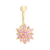Puncture Ornament Chrysanthemum Zircon Navel Ring Buckle   gold plated pink zircon - Mega Save Wholesale & Retail