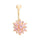 Puncture Ornament Chrysanthemum Zircon Navel Ring Buckle   gold plated pink zircon