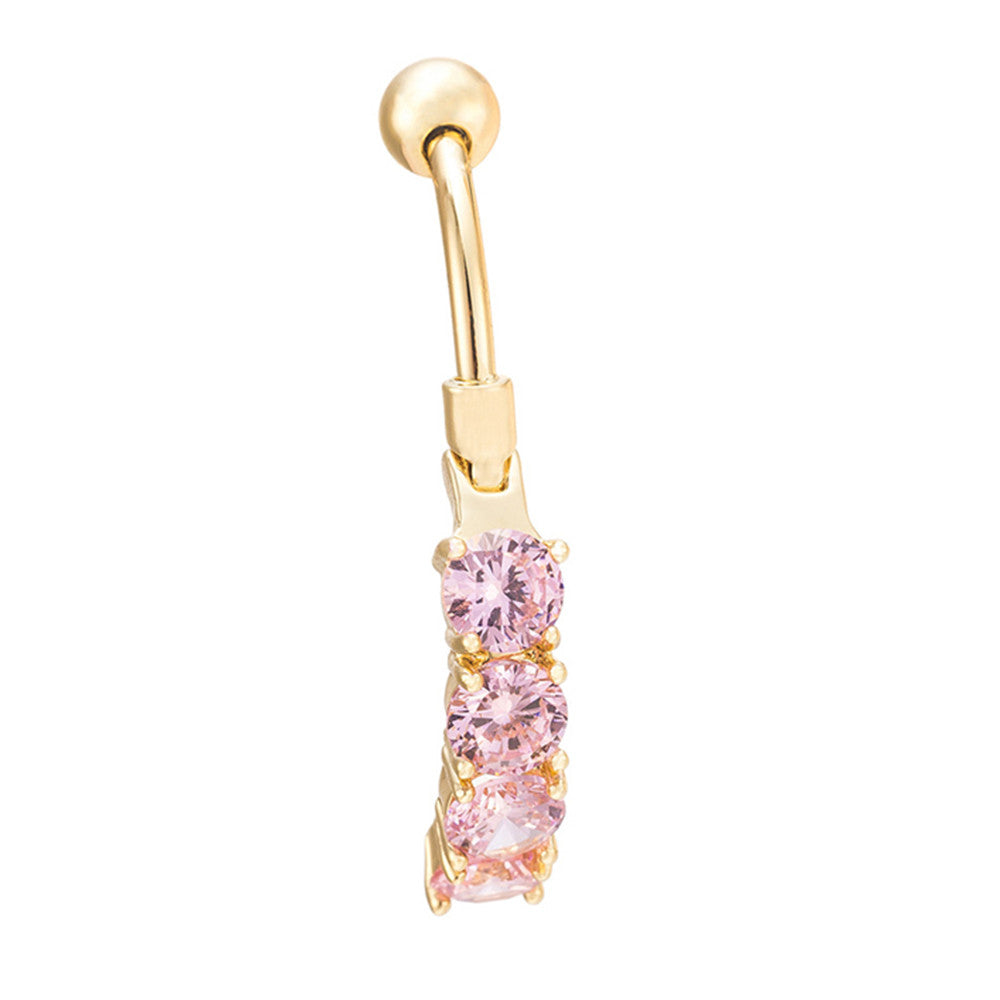 Arc Zircon Navel Ring Buckle   gold plated pink zircon - Mega Save Wholesale & Retail - 1