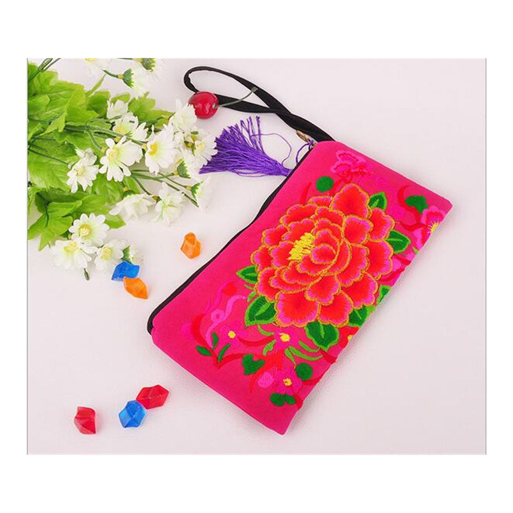 Yunnan Embroidery Woman's Bag Handbag Comestic Bag Coin Case Embroidery Handbag (Big Size)   pink - Mega Save Wholesale & Retail - 1
