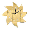 Windmill Mirror Wall Clock Kid Room Decoration Creative Sticking   golden - Mega Save Wholesale & Retail