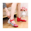 Old Beijing Red Cowhell Sole Peony Embroidered Shoes for Woman National Style with Beautiful Floral Designs with Ankle Straps - Mega Save Wholesale & Retail - 1
