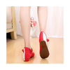 Old Beijing Cloth Shoes Low Cut Shoes Increased whitin National Style Cowhell Sole Peony Embroidered Dance Shoes red - Mega Save Wholesale & Retail - 2