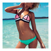 Triangle Chromatic Color Bikini Set Gauze Swimwear Swimsuit   pink + green pants  S - Mega Save Wholesale & Retail