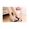 Summer Old Beijing Cloth Shoes Embroidered Shoes Slipsole Middle Heel Woman National Slippers black - Mega Save Wholesale & Retail - 3