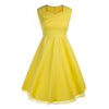 Vintage Hepburn Style Sleeveless Square Dress   yellow   S - Mega Save Wholesale & Retail - 1