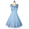 Vintage Hepburn Style Sleeveless Square Dress   light blue dot   S - Mega Save Wholesale & Retail - 1