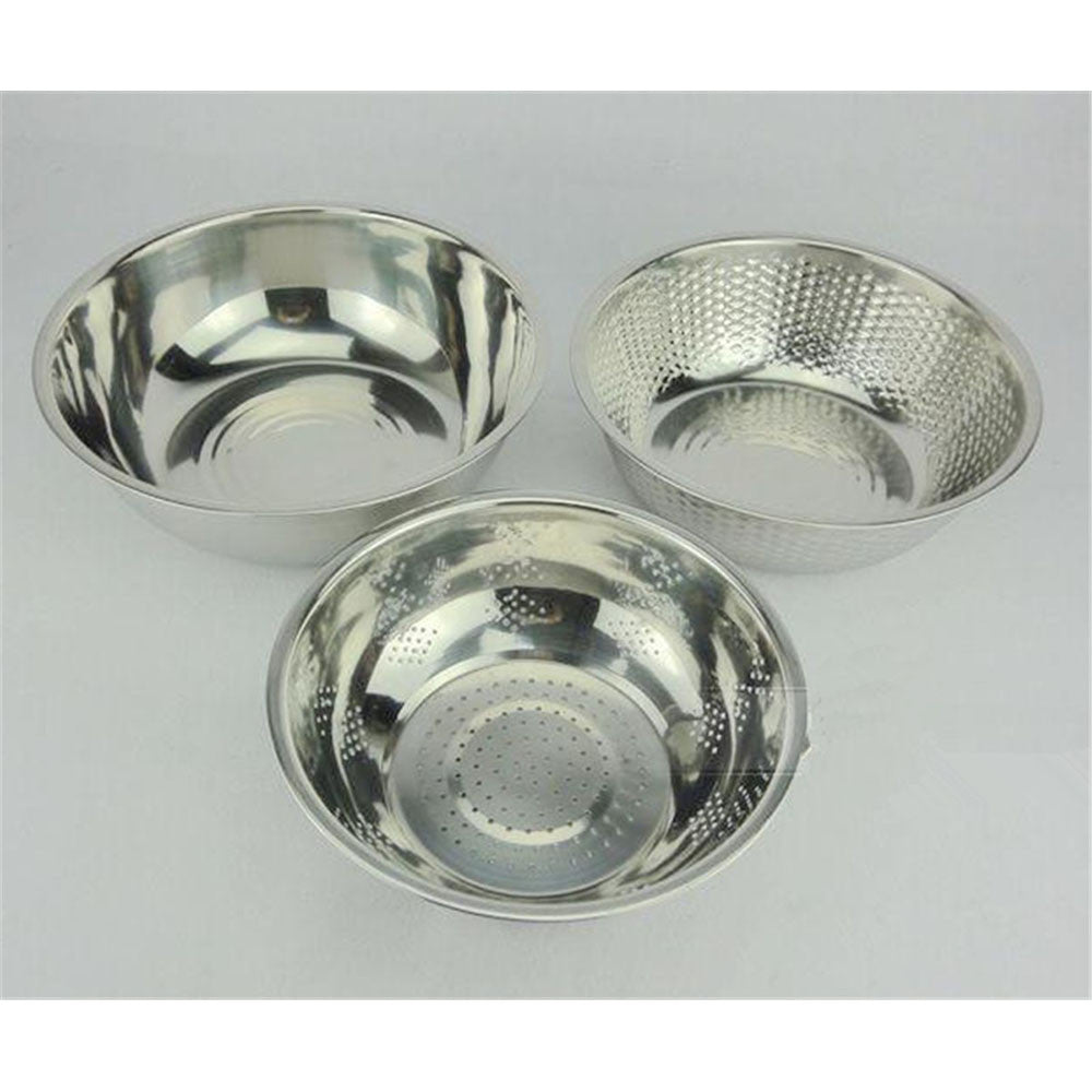 Gift sieve three-piece stainless steel rice sieve Wash rice sieve Wash rice and vegetables basin and basin - Mega Save Wholesale & Retail - 1
