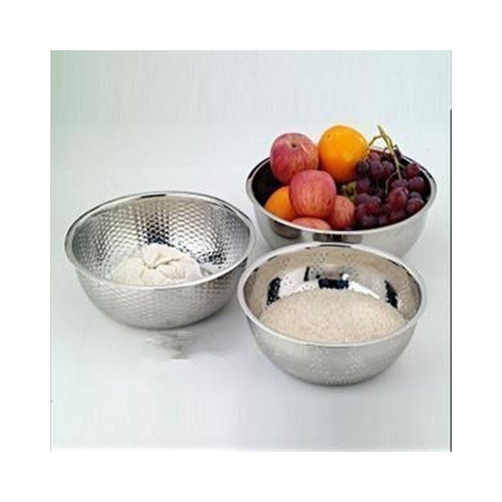 Gift sieve three-piece stainless steel rice sieve Wash rice sieve Wash rice and vegetables basin and basin - Mega Save Wholesale & Retail - 2